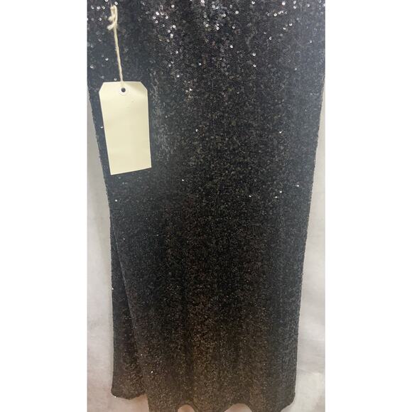 JILL STUART Strappy Black Ruched Neckline Sequin Maxi Dress Size 2 $488 NWNT - Picture 7 of 10